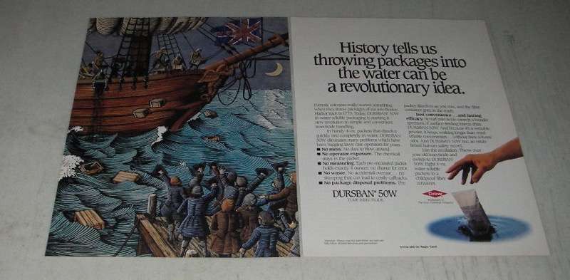 1988 Dow Dursban 50W Ad - Throwing Packages Into the Water