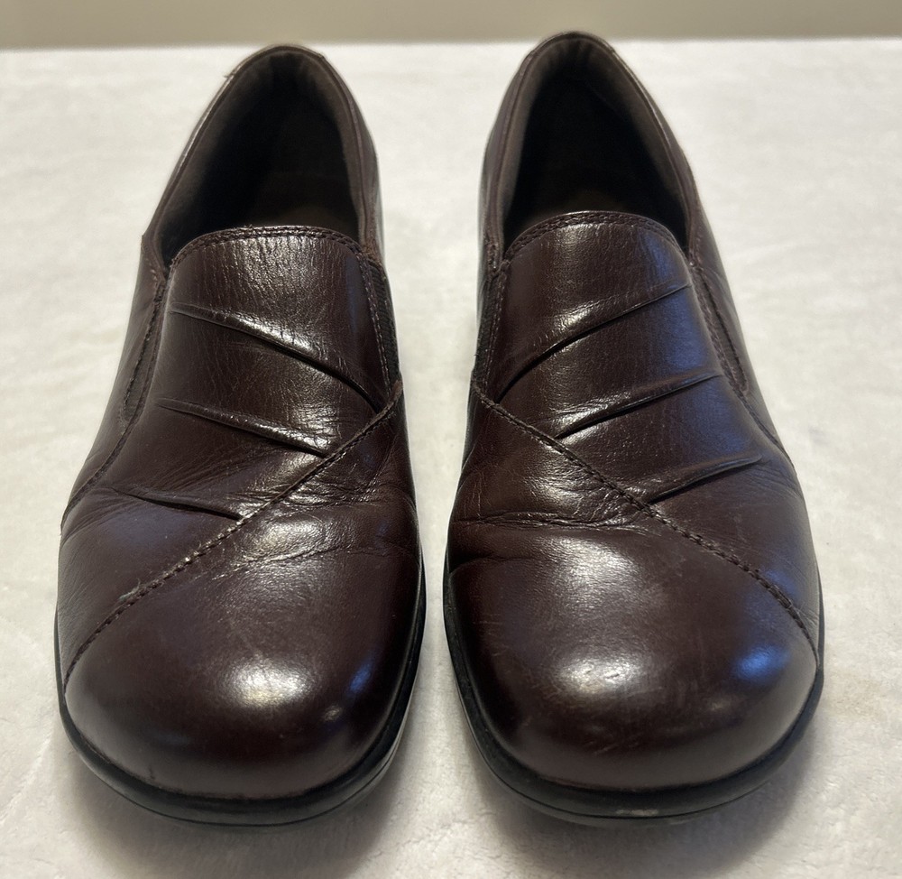 Clarks Bendadles Women’s Shoes Size 9.5 M Brown Slip On Wedge Comfort Loafers