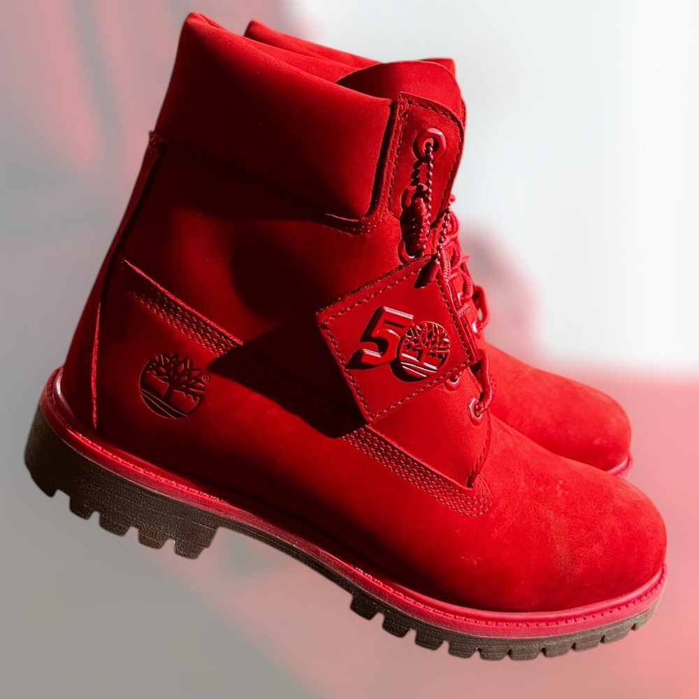 Timberland 50th Anniversary 6-Inch Waterproof Red Boots Size 5 A8498