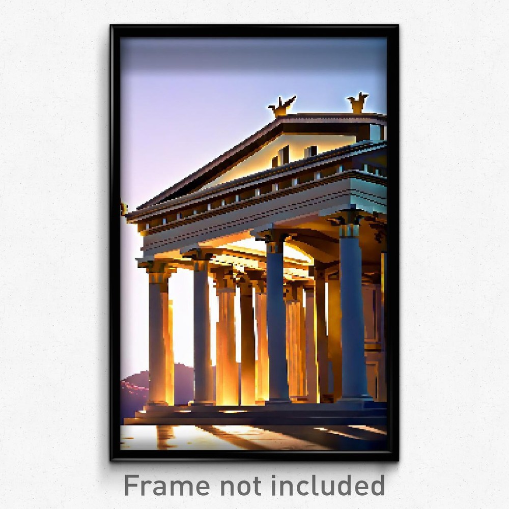 Pixel Art Poster of Authentic Acropolis in 8-Bit Psychedelic Video Game Style