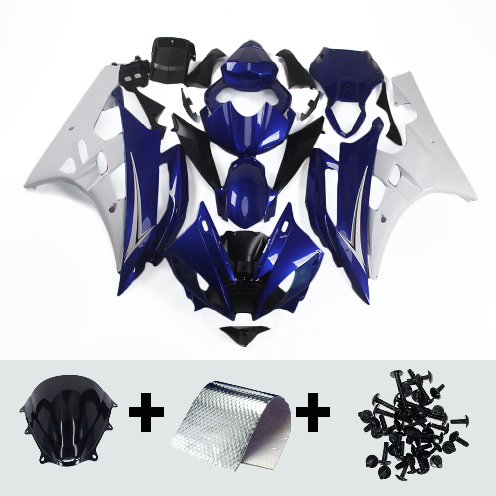 Blue White ABS Bodywork For Yamaha YZF-600 R6 06 07 2006 2007 YZF R6 Fairing Kit