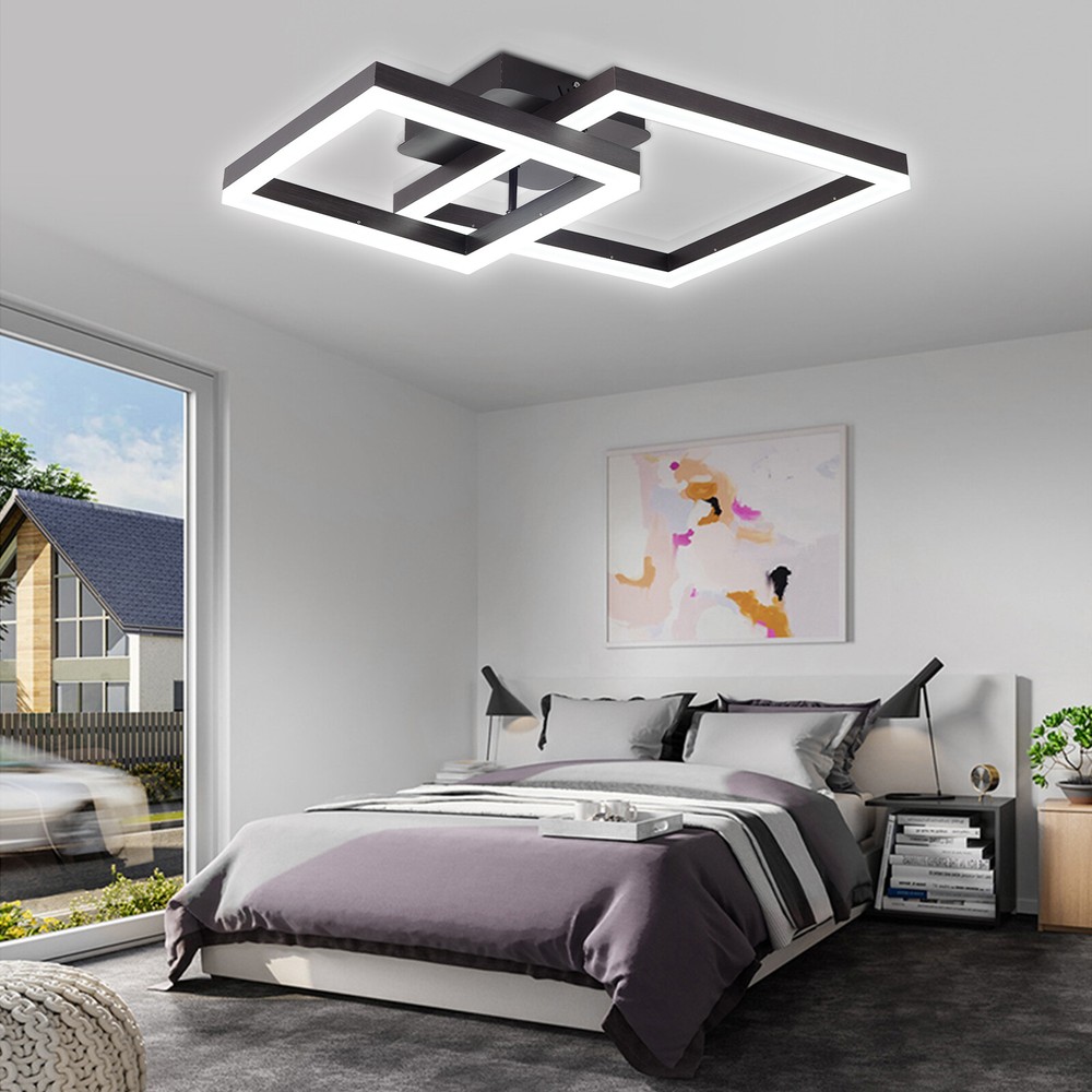 Modern Dimmable LED Flush Mount Ceiling Light with Remote for Living Room