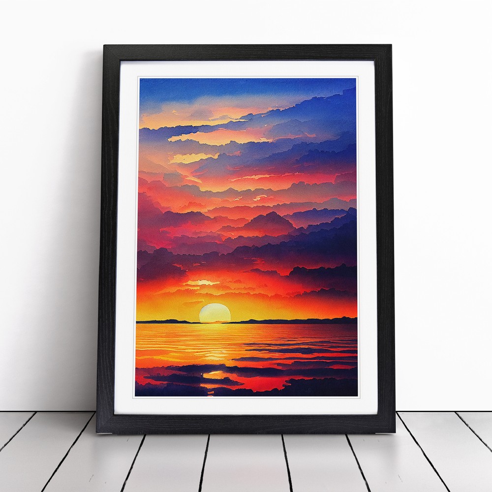 Inquisitive Ocean Sunset Wall Art Print Framed Canvas Picture Poster Decor