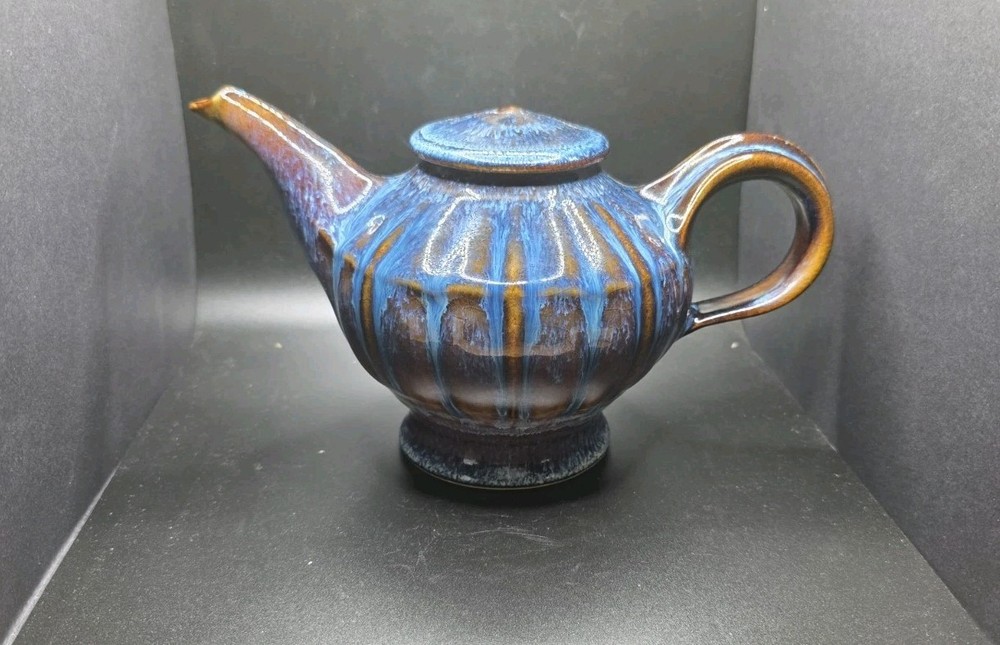 Vintage Bill Campbell Studio Art Pottery Teapot Drip Glaze
