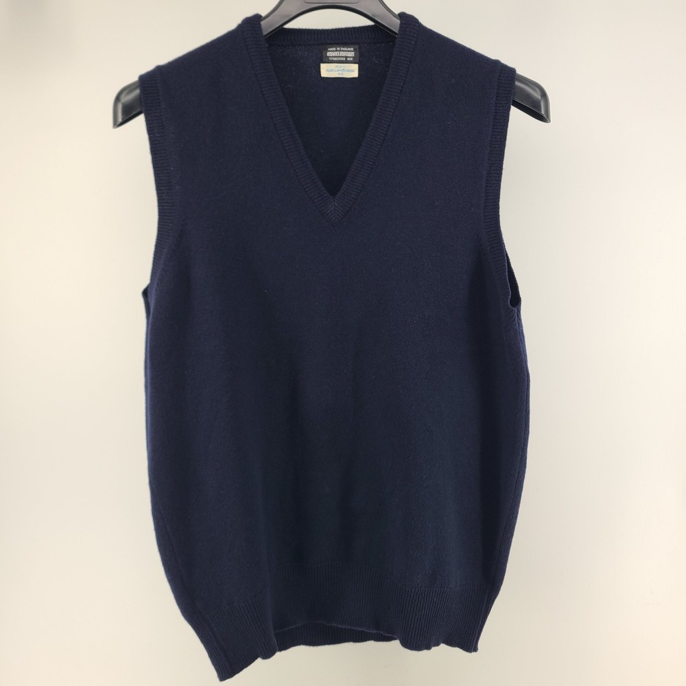 Vintage Brooks Brothers 100% Lambswool Sweater Vest Navy 42 (L) Made in England