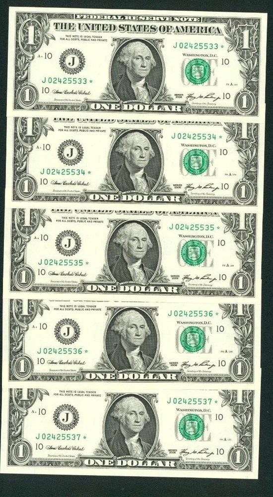 (( FIVE CONSECUTIVE )) **STAR** $1 2006 (( CHOICE CU )) Federal Reserve Note