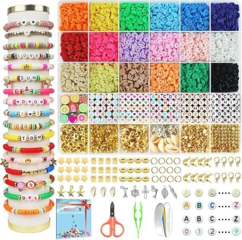 5100 Flat Preppy Clay Beads Kit for DIY Bracelets and Friendship Jewelry Making