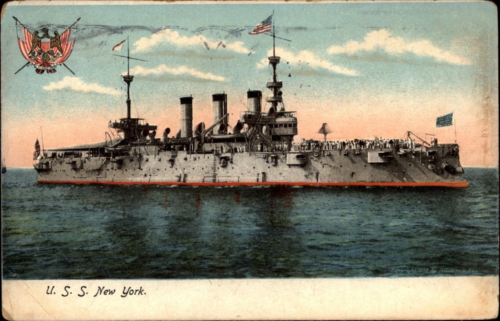 USS New York Battleship vintage postcard US Navy c968