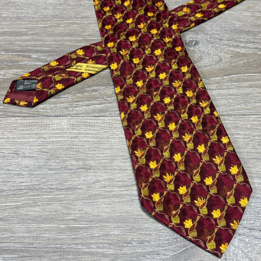 Ermenegildo Zegna Neck Tie Disegno Esclusivo Handmade Luxury 100% Silk Art Deco