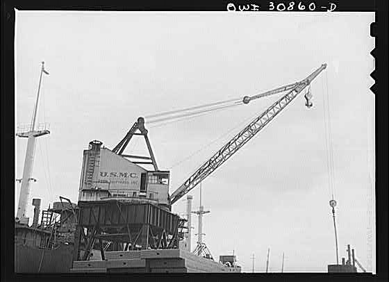 Beaumont Texas 1940s Pennsylvania Shipyards Giant Crane Boom U.S.M.C.
