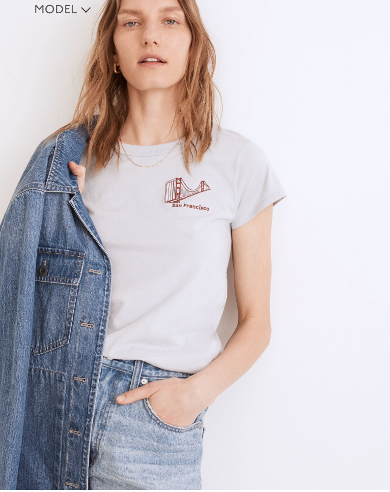 NWT Madewell x Made Some Souvenirs Embroidered Perfect Vintage Tee