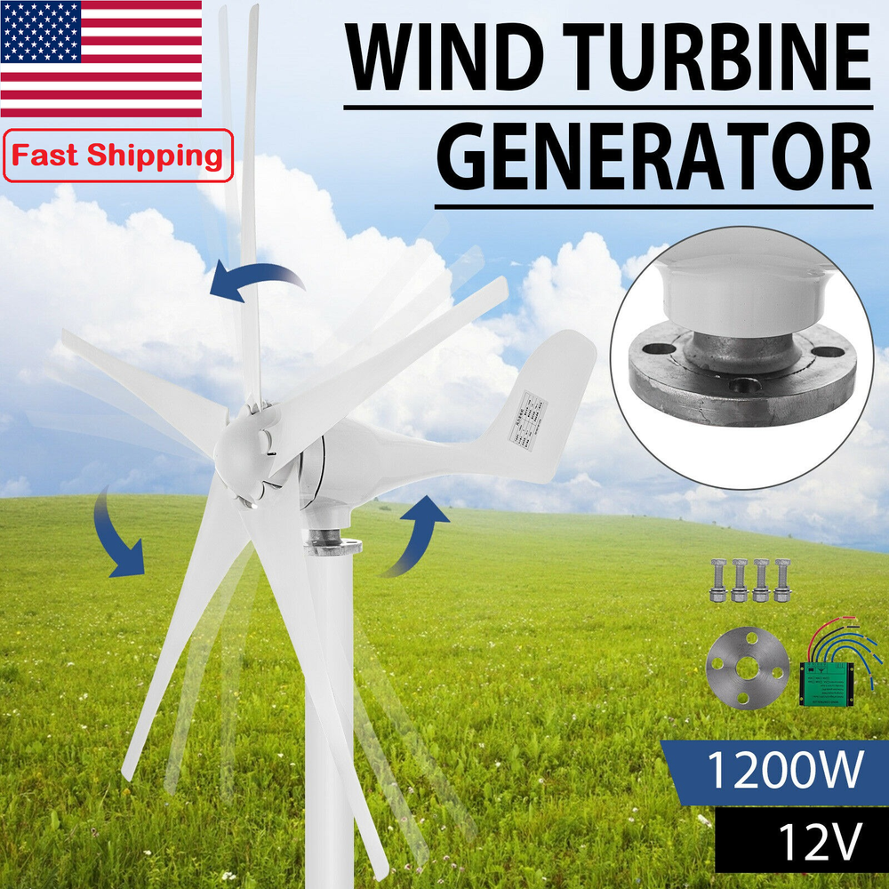 1200W Wind turbine generator Dynamo 12V 5 Blades Wind mill free energy home