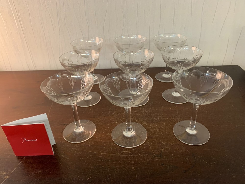 10 Champagne Glasses Model Molière In Baccarat Crystal (Lot Price)