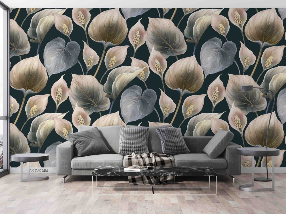 3D Flowers Plantation Pattern Wall Murals Wallpaper Murals Wall Sticker