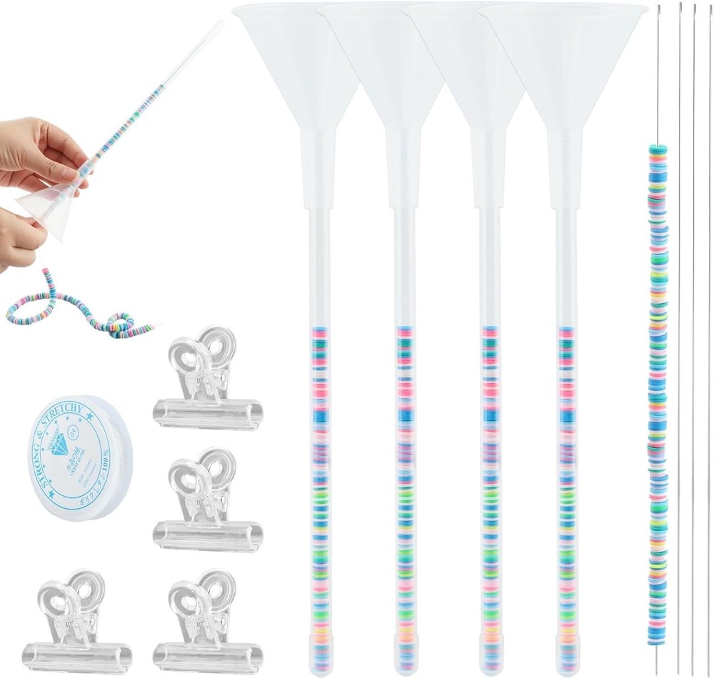 Clay Beads Bracelet Kit with 4 Beading Funnels and Needles