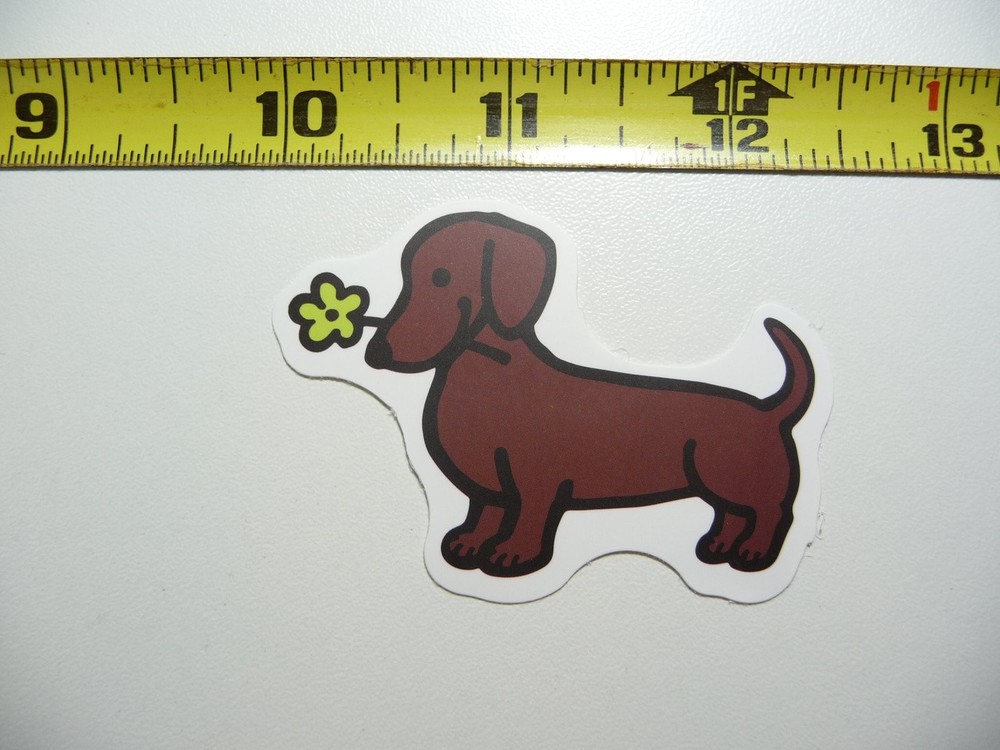 Dachshund Dog with Flower Decal Sticker for Pet Lovers
