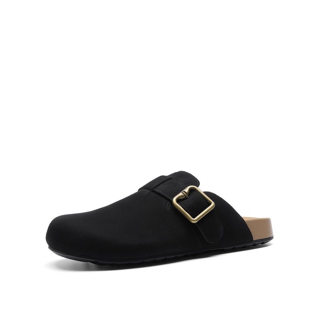 Women Soft Footbed Arch Support Clog Mule Shoes Widened Toe Slip On Flat Shoes