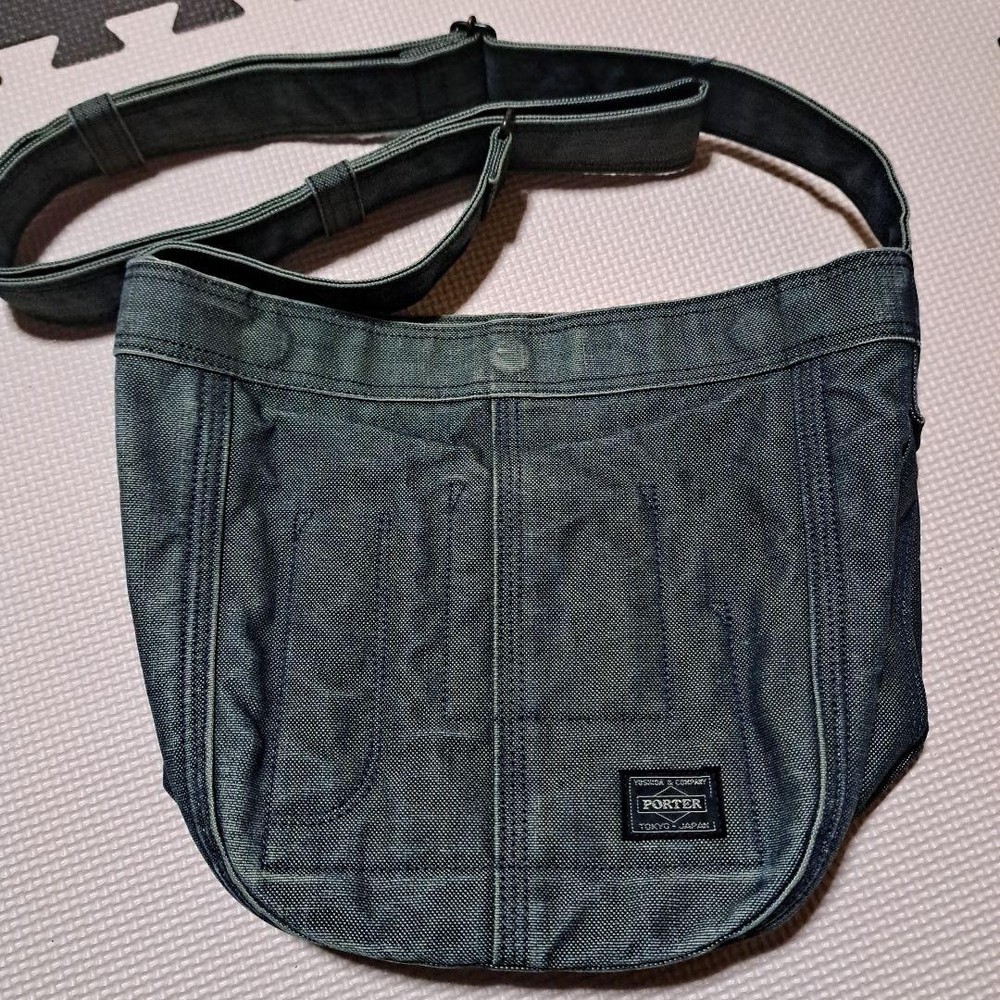 PORTER Shoulder Bag Dark Gray Denim Discontinued Japan Made Yoshida Bag 25x25x12