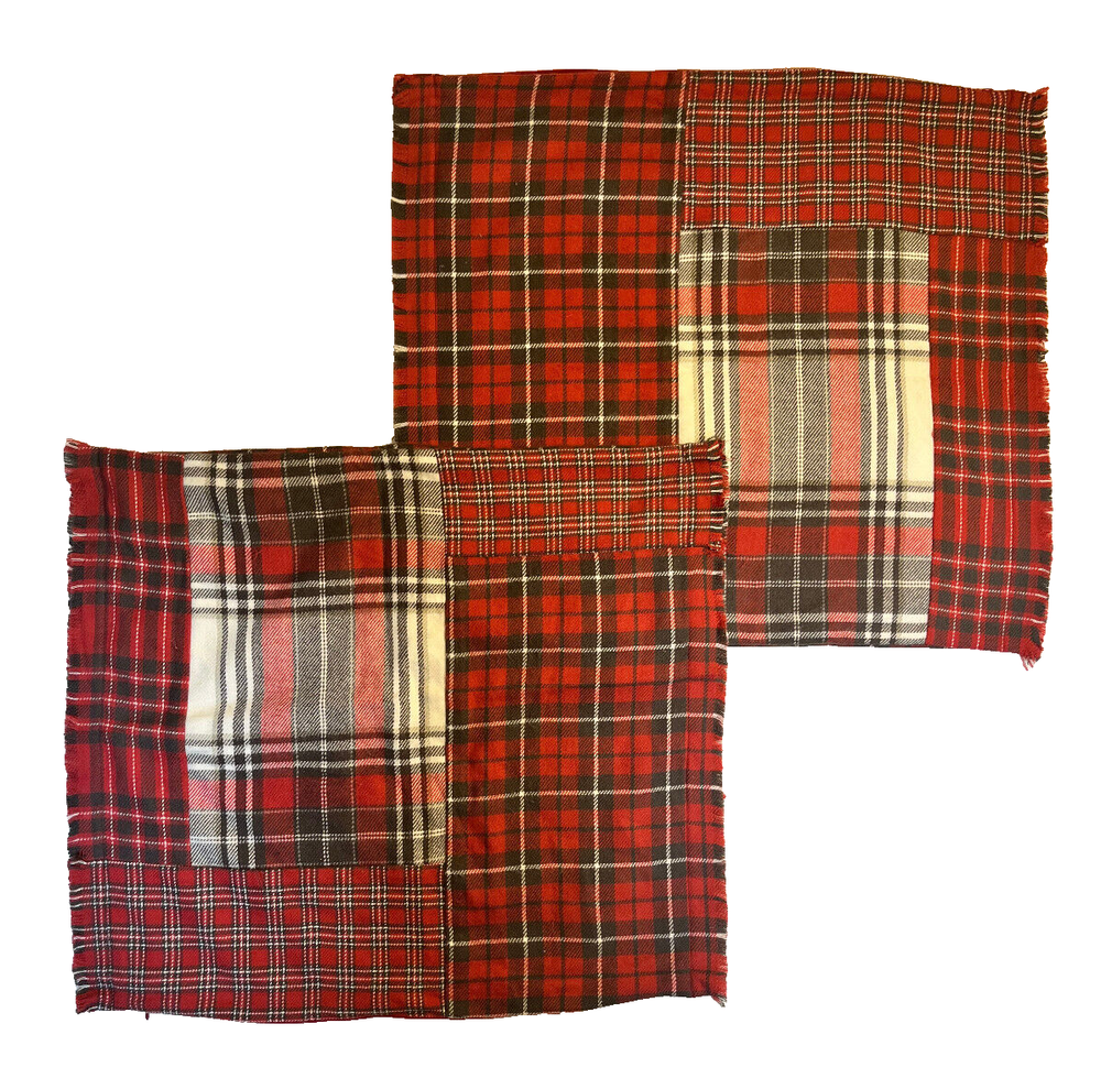 Pottery Barn Set of 2 Plaid Red White Accent Pillow Cover Christmas 24”x27”-image
