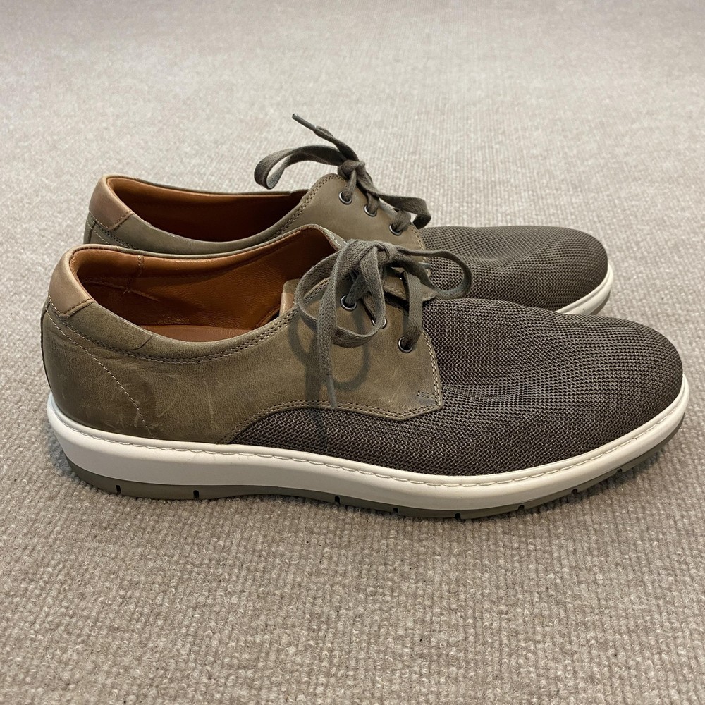 Johnston & Murphy Shoes Mens Size 10 Gray Leather Mesh J&M FLEX Sneakers 26-2798