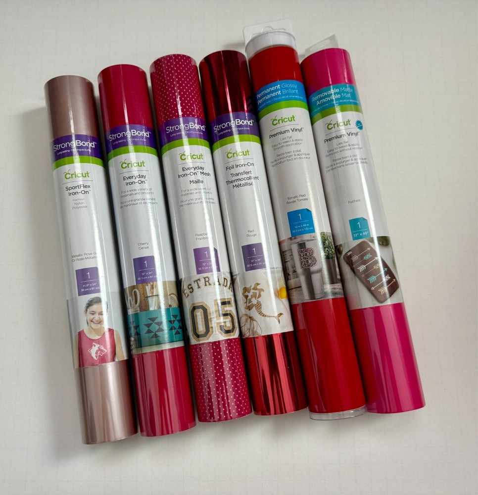 (6) Rolls of Cricut Vinyl Combo - Red Family