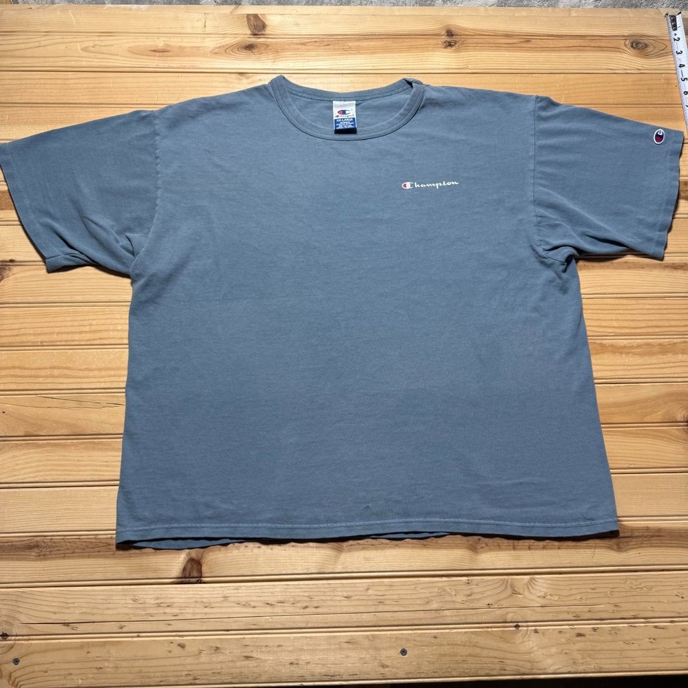 Vintage 90s Champion Script Embroidered Logo Streetwear Boxy Fit T-Shirt USA XXL