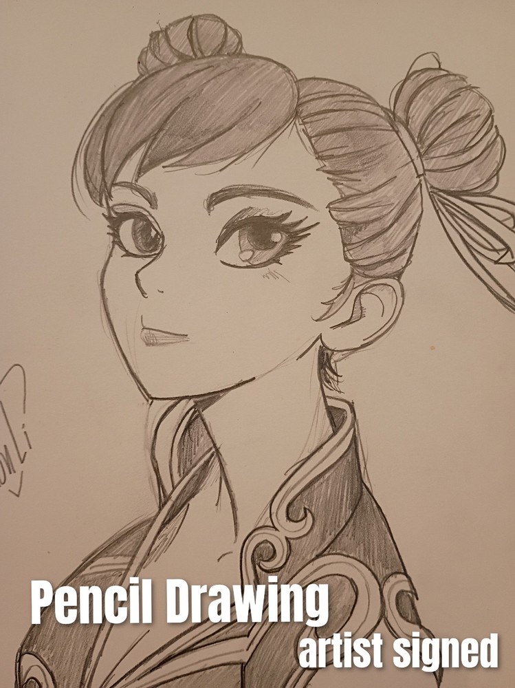 Original Hand Drawn Chun Li Street Fighter 11x17 Anime Art Signed By Artist