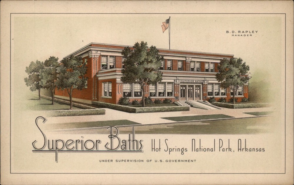 Hot Springs Natl Park Arkansas ~ Superior Baths building ~ postcard sku439