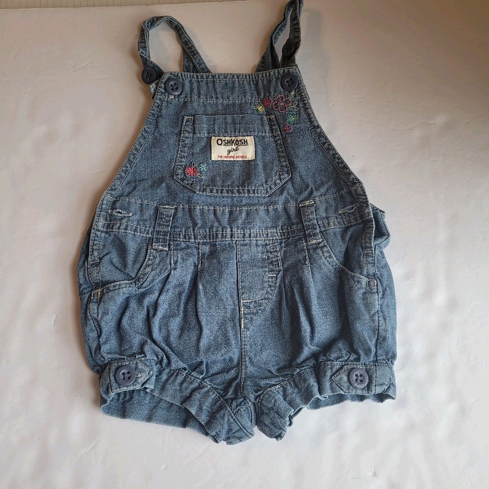 Osh Kosh B'gosh Denim With Floral Design Girls 12M Bubble Romper