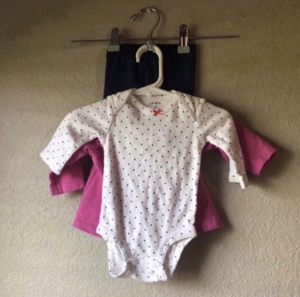 Bundle Lot 3 Piece Clothing Set Baby Girls Size 0-3 Months. Pants, Shirt, Jacket