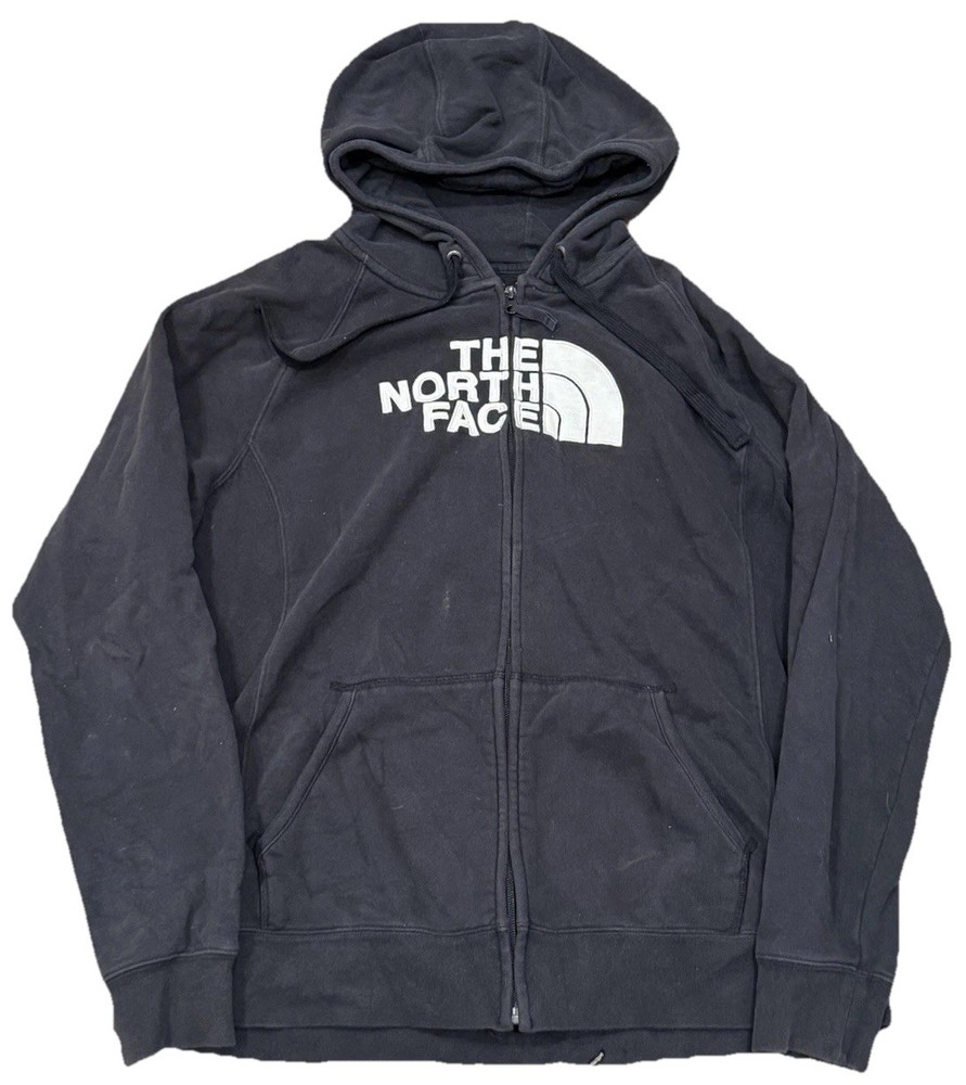 The North Face Full Zip Black Hoodie Big Logo Women’s Size XL Outdoors Pre-loved
