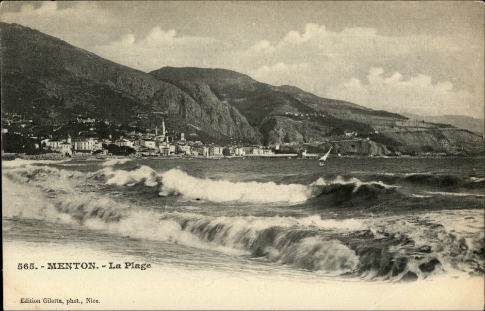 Menton La Plage France vintage postcard s033