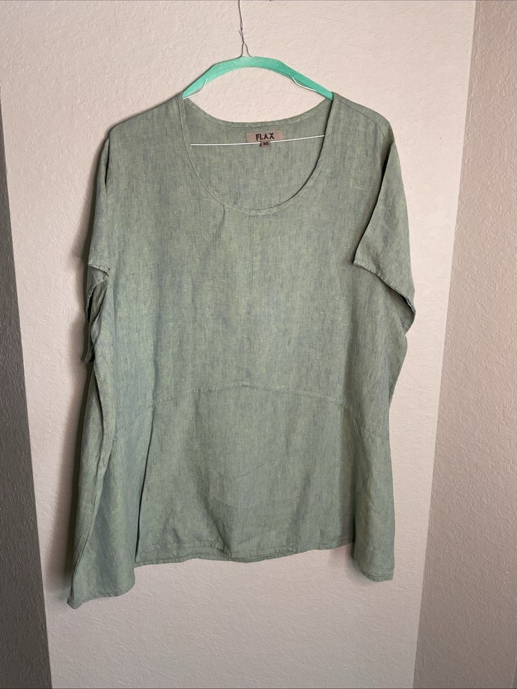 FLAX Women’s Sz 3G (3X) Short Sleeve Linen Lagenlook Top