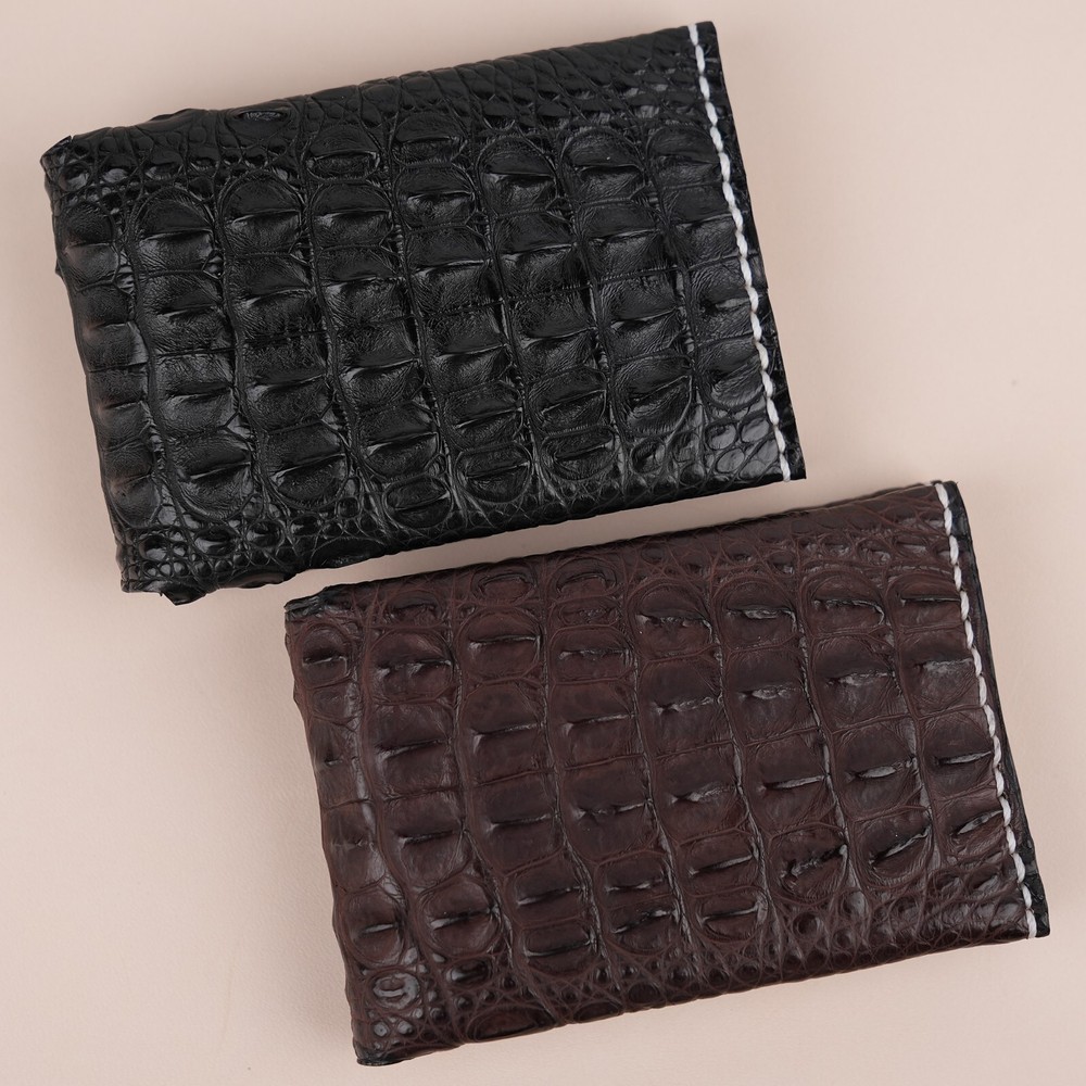 Minimalist Double Hornback Alligator Bifold Card Holder