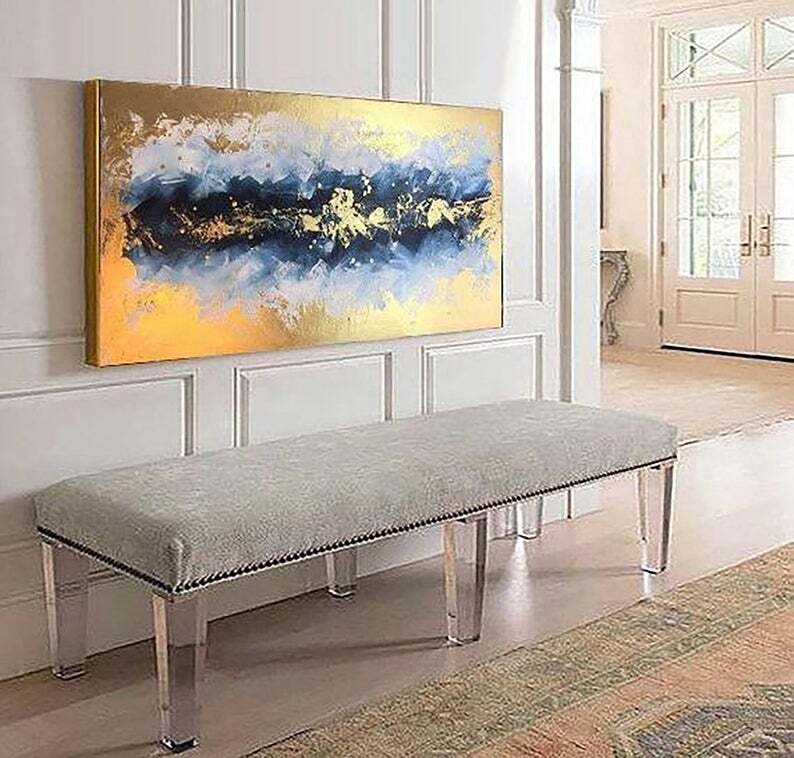 Large Abstract Oil Painting Large Wall Art Gold Leaf Art Modern Art Original