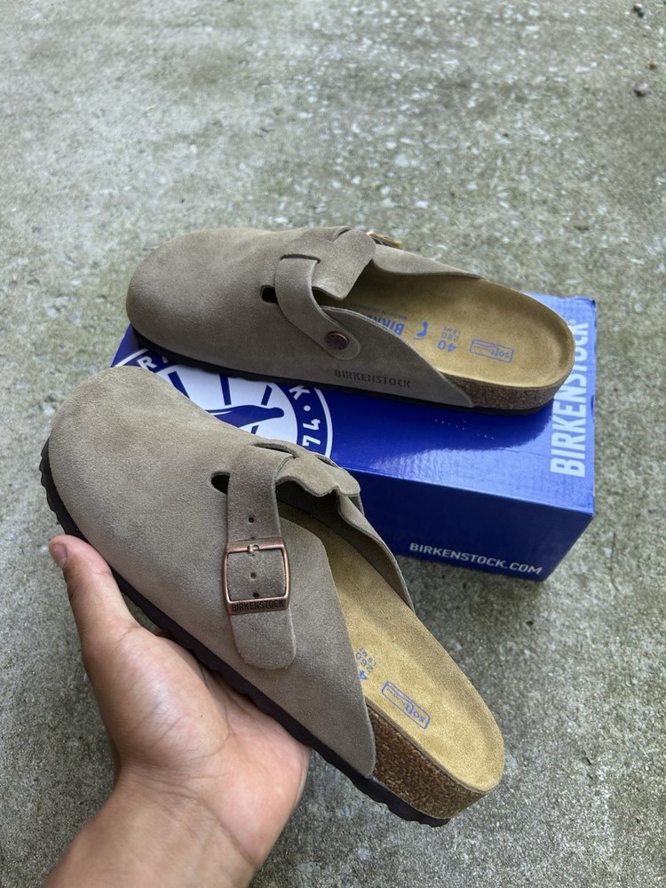 Birkenstock Boston BS Taupe Suede Clog EU 40 US 8,5  Narrow Soft Footbed