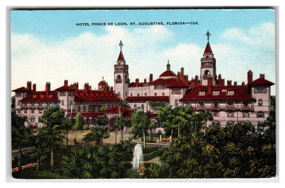 Hotel Ponce de Leon St. Augustine Florida Vintage Postcard E.C. Kropp
