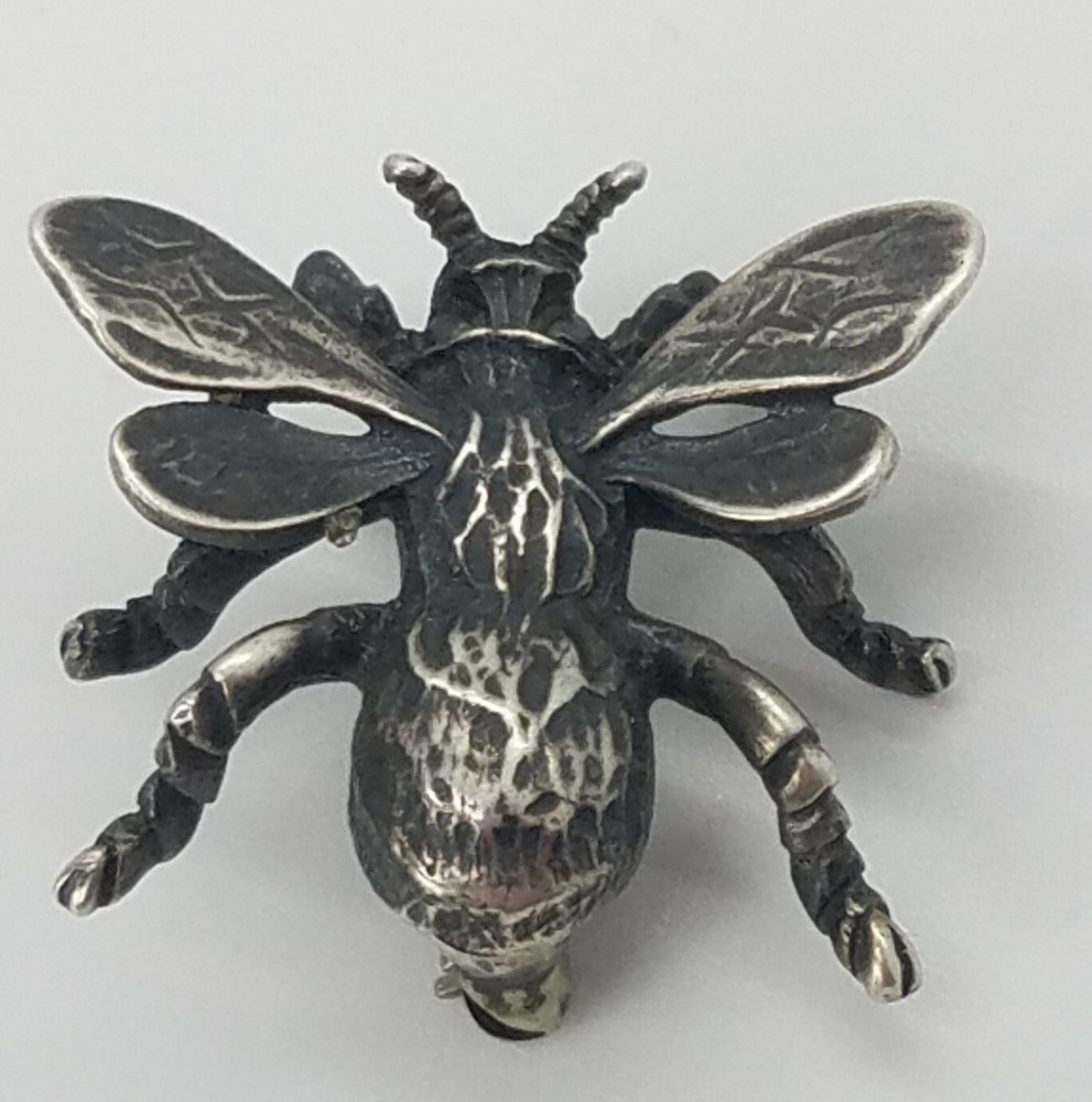 Vintage Cini Sterling Silver Fly Pin Brooch Insect Entomology