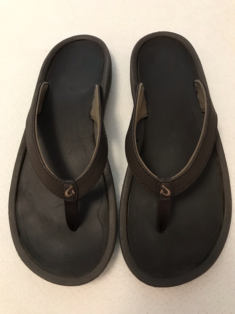 Olukai Kulapa Kai Womens Size 7 Brown Flip Flops Beach Sandals