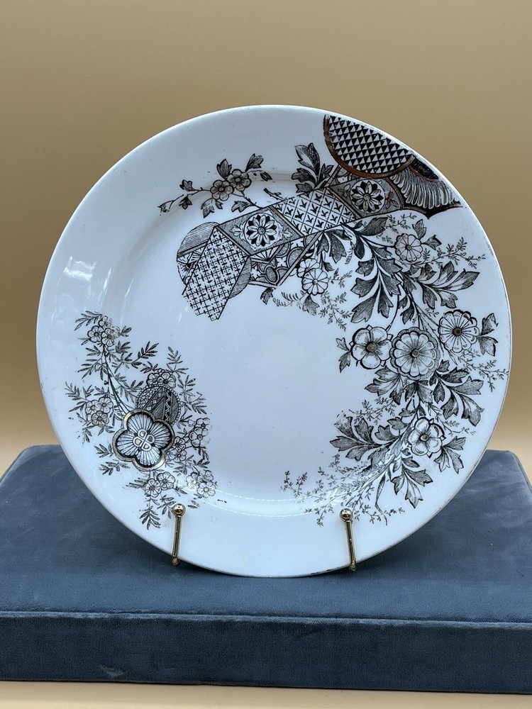 Antique Luncheon Plate Semi Porcelain Transferware John Maddock 8.75”