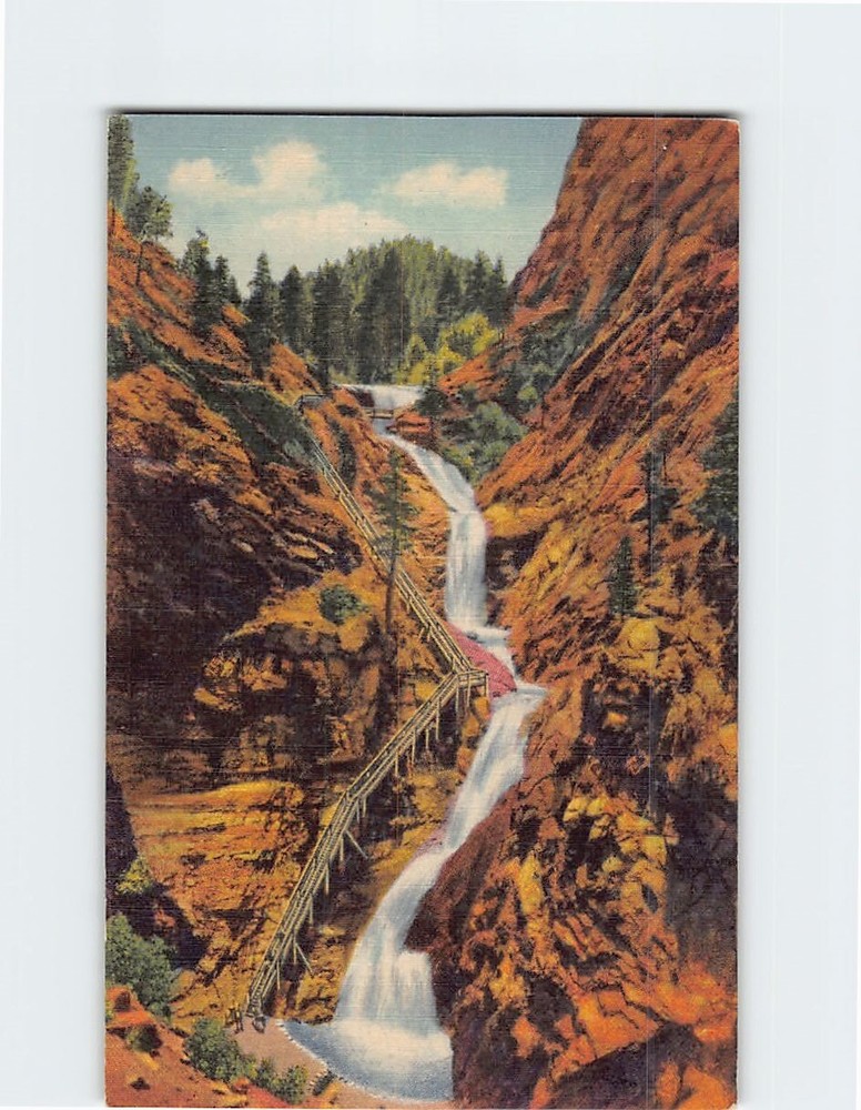 Postcard Seven Falls South Cheyenne Canon Pikes Peak Region Colorado