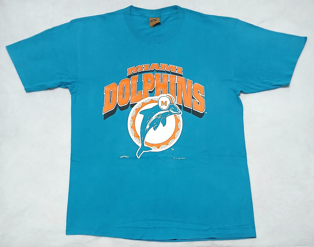 Vintage Miami Dolphins T Shirt XL Nutmeg 1995 NFLP Teal & Orange Football 90s