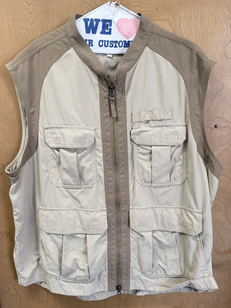 Duluth Trading Dry on The Fly Vest Men's 2XL Tan Zip Utility Fishing Hunting