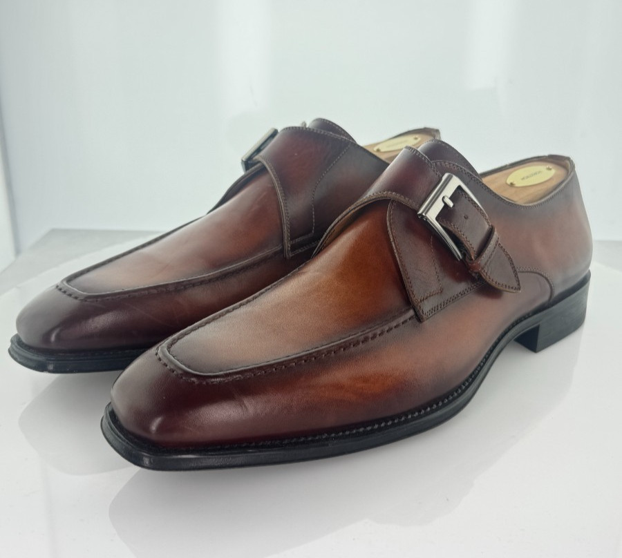 A14 NEW $398 Men's Sz 10 M Magnanni Leather Single Monk Strap Loafer