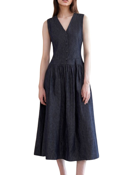 Timeless Lined Navy Blue Dress