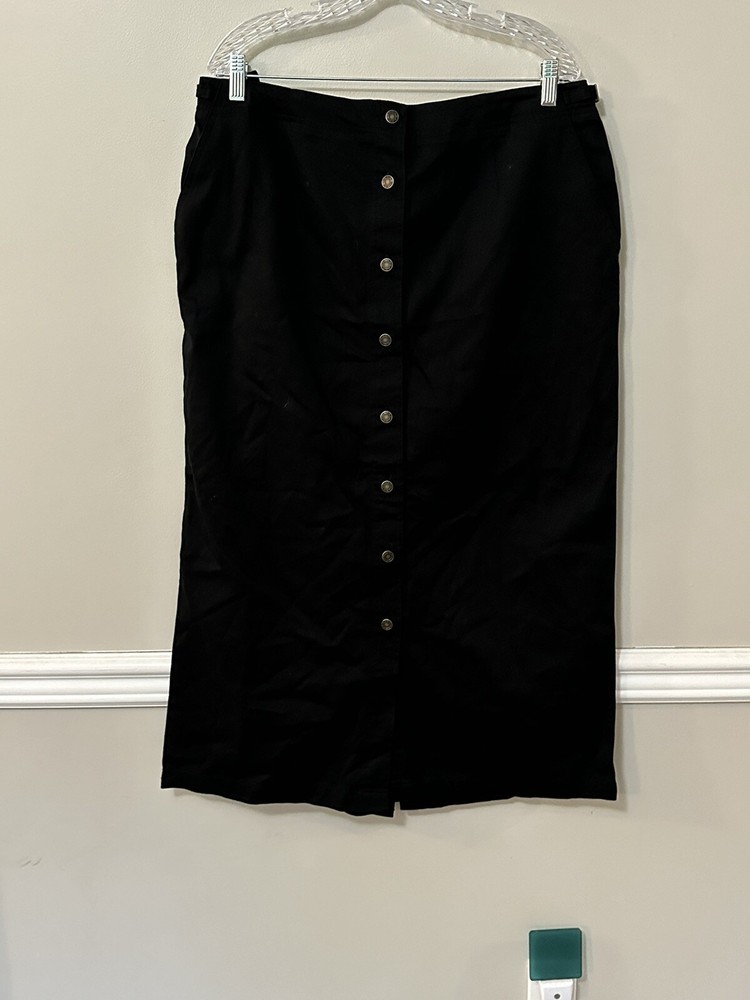 Vintage Women’s Charter Club Button Down Skirt Black Plus Size 14W