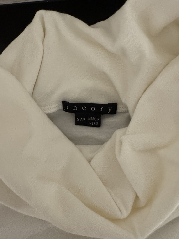 Theory White Cowl Neck Short Sleeve Top Women's Size S/P Regular