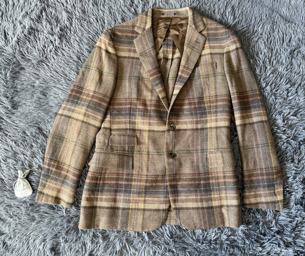 Purple Label Ralph Lauren Kent Hand-Tailored Plaid Jacket 40R NWOT Unfinished