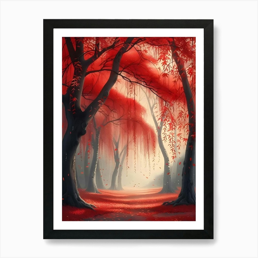 Red Trees In The Forest 1 Art Print Framed Wall Art Poster Canvas Print Picture