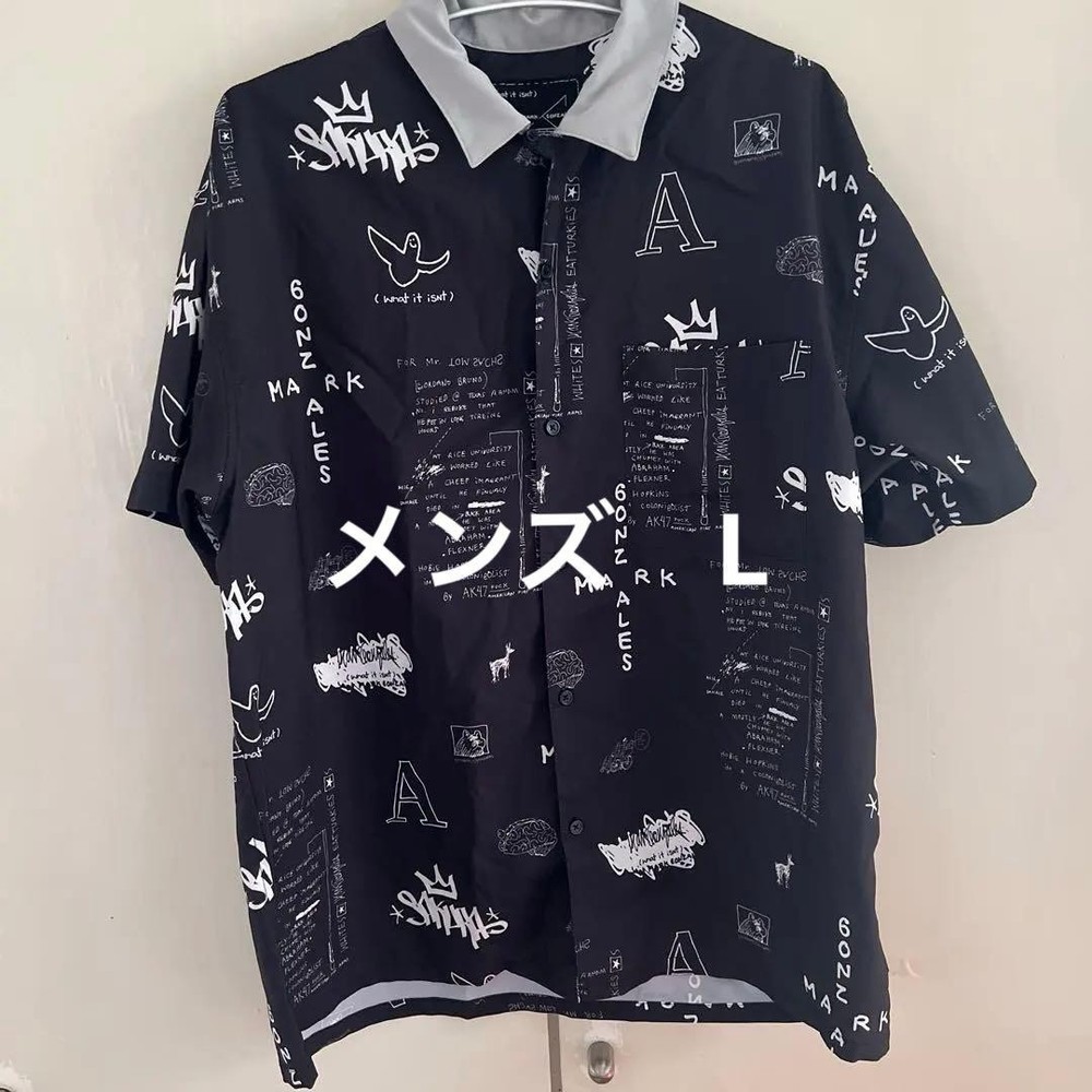 Mark Gonzales Men's L Short Sleeve Shirt Black Graphic Print